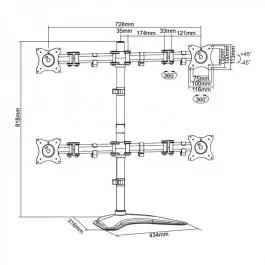 Stoni samostojeći nosač za 4 monitora LCD F048 13"-32" SBox