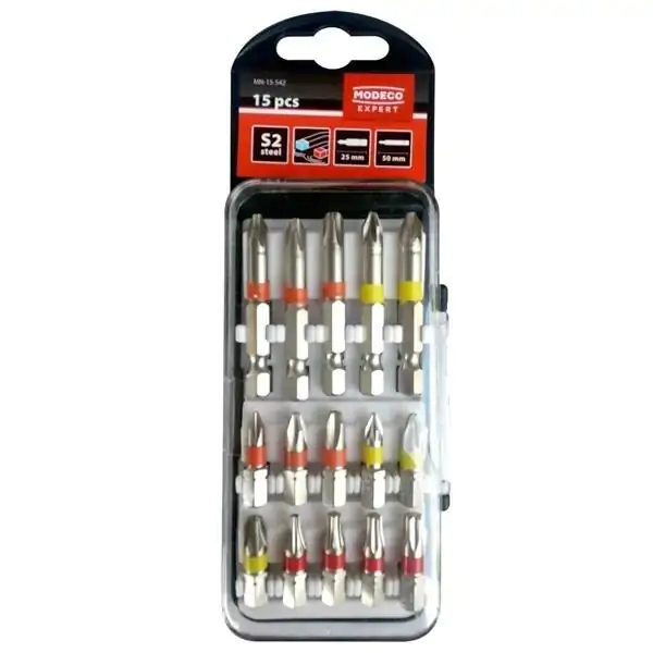 Set nastavaka Ravni, PH, PZ, TORX 15kom Modeco