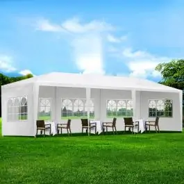 Baštenski paviljon Gazebo 3 x 9 m beli sa 8 bočnih strana