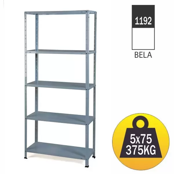 Metalna polica bela 375kg 170x75x30cm