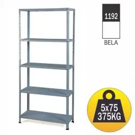 Metalna polica bela 375kg 170x75x30cm