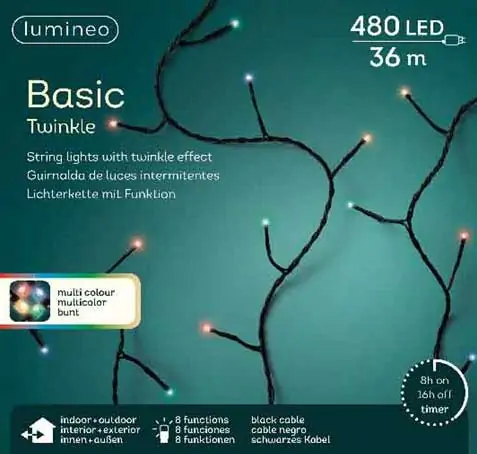 Novogodišnje lampice za spoljnu i unutrašnju upotrebu Multicolor 36m 480 LED LUMINEO