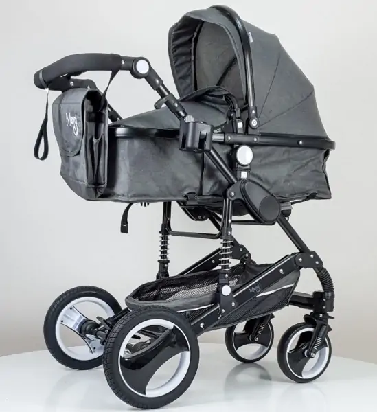 Kolica za bebe sa auto sedištem MARSI 600-1 siva-crni ram