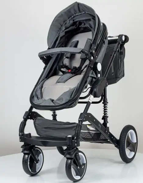 Kolica za bebe sa auto sedištem MARSI 600-1 siva-crni ram