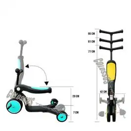 Dečiji trotinet 6U1 crno-tirkiz CSS-26Q COLOSSUS KIDS