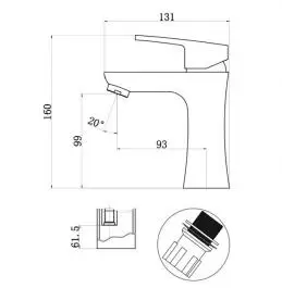 Slavina-Baterija za lavabo ST2562 Crna Diplon