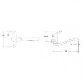 Jednoručna slavina - baterija zidna za lavabo (sudoperu) 15cm ST0345 DIPLON