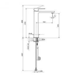 Baterija za lavabo L - hladna voda 254109G ROSAN