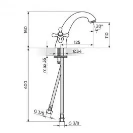 Baterija za lavabo sa fiksnim izlivom NB21101 ROSAN