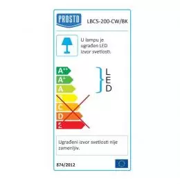 LED brodska lampa crna18W LBC5-200-CW/BK Prosto