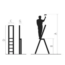 Aluminijumske merdevine 2 gazišta do 125kg Drabest