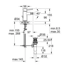 GROHE Baterija za bide BAUCLASSIC podsklop