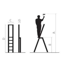 Aluminijumske merdevine 3 gazišta 125kg Drabest