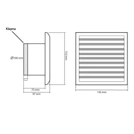 Izduvni ventilator za kupatilo 150x150mm V02106