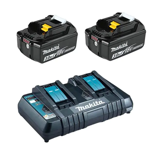 Makita SET 9 - 2 baterije 18V 3.0Ah BL1830B + dupli punjač DC18RD