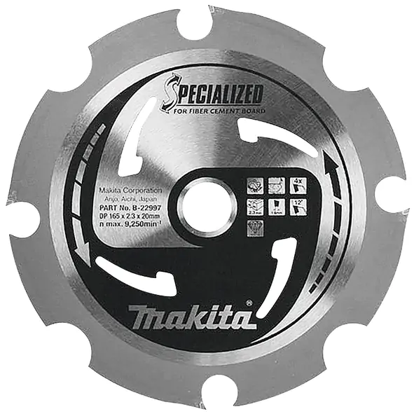 Makita PCD list za vlaknaste cementne ploče 165/20/4z B-22997