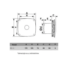 Izduvni ventilator 100mm RIO4/SIVI