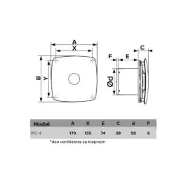 Izduvni ventilator 100mm RIO4/BELIMAT