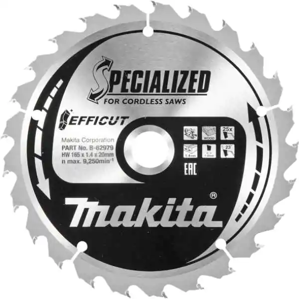 Makita list za testeru od tvrdog metala EFFICUT 165/20/1mm 25 zuba