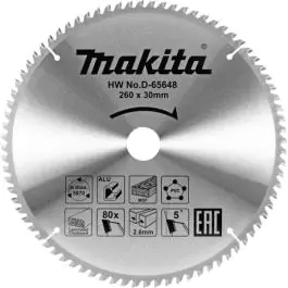 Makita TCT list kružne testere za aluminijum 216/30mm 80 zuba D-65626