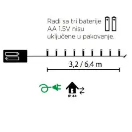 LED lampice 40 kom hladno bela baterije/timer