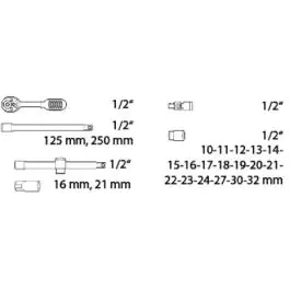 Gedore set 1/2" 25 kom. CrV Profi FESTA