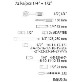 Gedore komplet 73 kom. 1/4"+1/2" FESTA