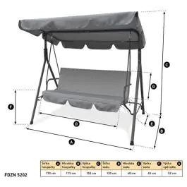Baštenska ljuljaška 170cm FDZN 5202 siva