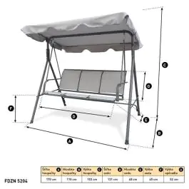 Baštenska ljuljaška 170cm FDZN 5204 siva