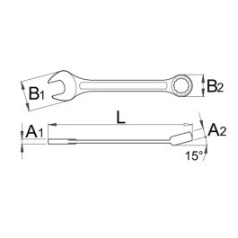 Ključ viljuškasto-okasti kratki 125/1 23mm UNIOR