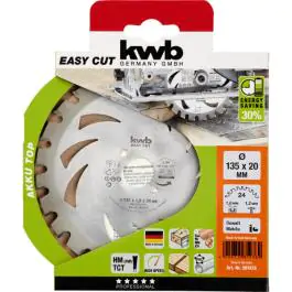 KWB 49581938 Easycut rezni disk za cirkular 135x20, 24Z, HM, za drvo/metal(nonFe)/plastiku, Energy Saving