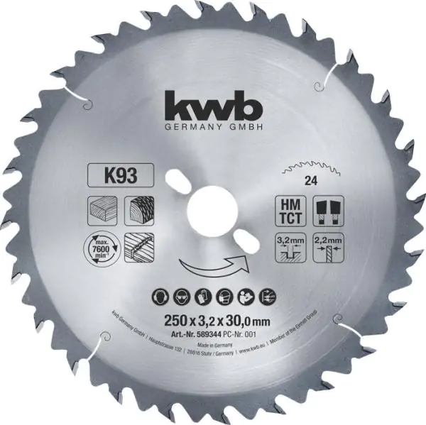 KWB 49589344 Rezni disk za cirkular 250x30 24Z, HM, za drvo/plastiku