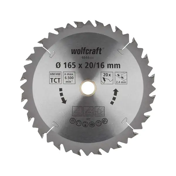 Wolfcraft 6644000 List za cirkular 165×16/20×2.4mm