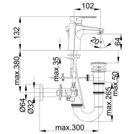 HERZ Baterija za umivaonik INFINITY I10 sa piletom, sifonom i ugaonim ventilom