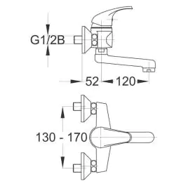 HERZ Baterija za kuhinju zidna SIMPATY S22 izliv 120mm