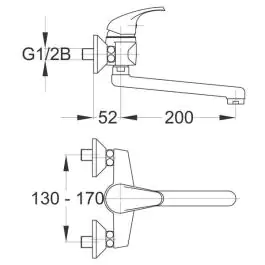 HERZ Baterija za kuhinju zidna SIMPATY S22 izliv 200mm