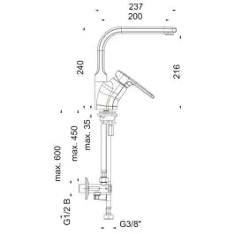 HERZ Baterija za sudoperu INFINITY I22 3 cevi sa ugaonim ventilom
