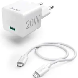 Hama kućni punjač + USB-C-Lightning kabl, PD, 20W, 3A