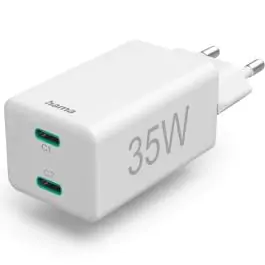 Hama kućni punjač PD/Qualcomm 2xUSB-C, 35W beli