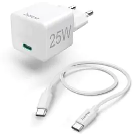 Hama mini brzi punjač sa USB-C lablom, PD, 25W, 1.5m beli