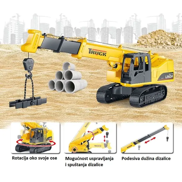 Igračka kran na gusenicama na baterije