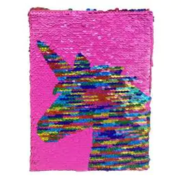 Svetlucavi spomenar Sequin Unicorn veličine 15 x 21 cm sa tvrdom koricom