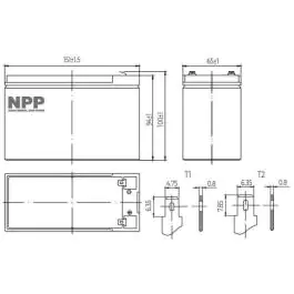 NPP NP12V-7Ah, AGM baterija-akumulator