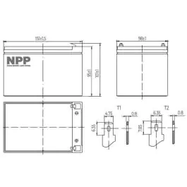 NPP NP12V-12Ah, AGM baterija-akumulator