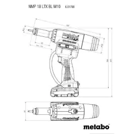 Metabo Akumulatorswki pištolj za navojne matice NMP 18 LTX BL M10 (2 x 4,0 Ah LiHD)