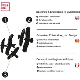 Samolepljiva folija za rasterivanje ptica - nalepnica 5kom. Swissino Solutions