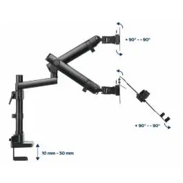 MA-DA3-02 Gembird Podesivi stoni drzač za monitor tilt, 17-32 max.2x8kg +nosač za laptop,full-motion