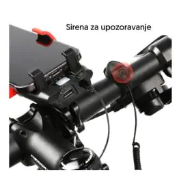 Punjiva LED lampa za bicikl sa sirenom i nosačem YW17417-4645