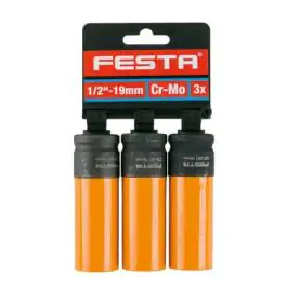 Set nasadnih ključeva CrMo 1/2" 19mm 3 kom FESTA