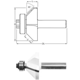 Makita konturno glodalo za zakošenje rubova sa ležajem 6mm D-48658